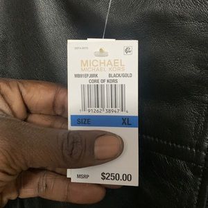 Black real leather Michael Kors biker style jacket. XL.